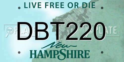 DBT220 New Hampshire License Plate