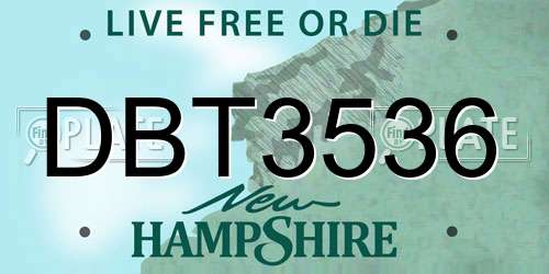 DBT3536 New Hampshire License Plate