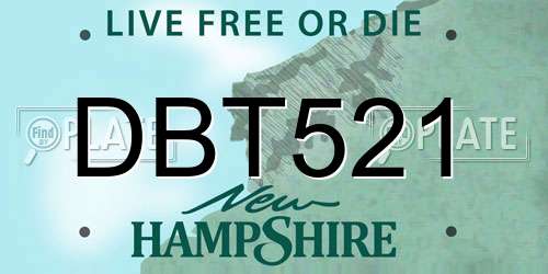 DBT521 New Hampshire License Plate