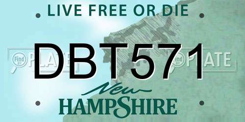 DBT571 New Hampshire License Plate