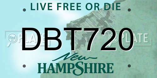 DBT720 New Hampshire License Plate