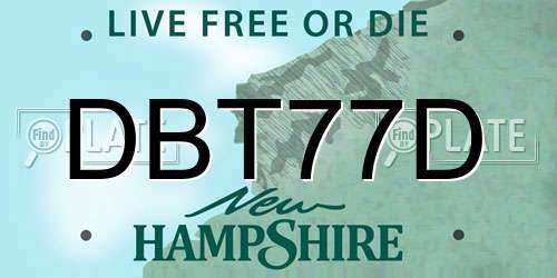 DBT77D New Hampshire License Plate