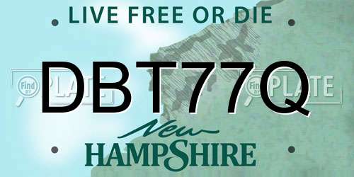 DBT77Q New Hampshire License Plate