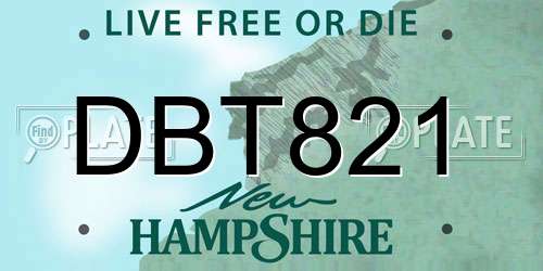 DBT821 New Hampshire License Plate