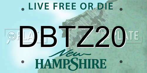 DBTZ20 New Hampshire License Plate