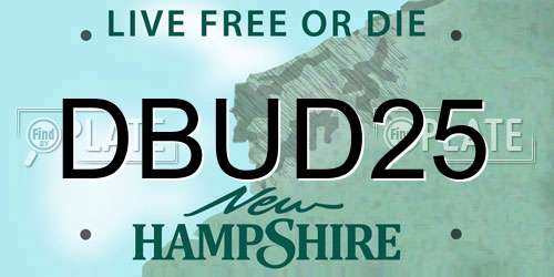 DBUD25 New Hampshire License Plate