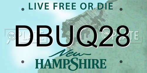DBUQ28 New Hampshire License Plate