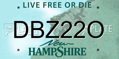 DBZ22O New Hampshire License Plate