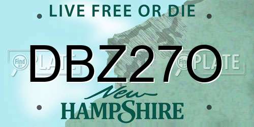 DBZ27O New Hampshire License Plate