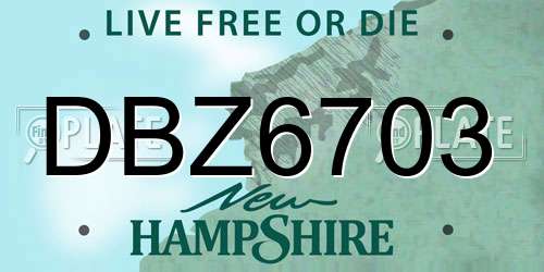 DBZ6703 New Hampshire License Plate