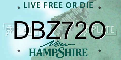 DBZ72O New Hampshire License Plate