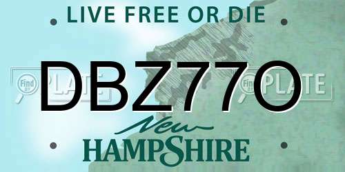 DBZ77O New Hampshire License Plate