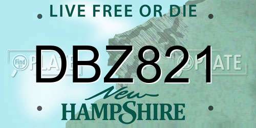 DBZ821 New Hampshire License Plate