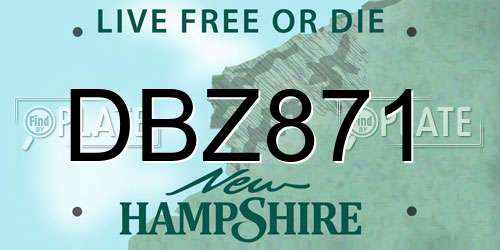 DBZ871 New Hampshire License Plate