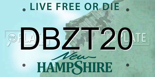 DBZT20 New Hampshire License Plate