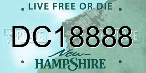 DC18888 New Hampshire License Plate