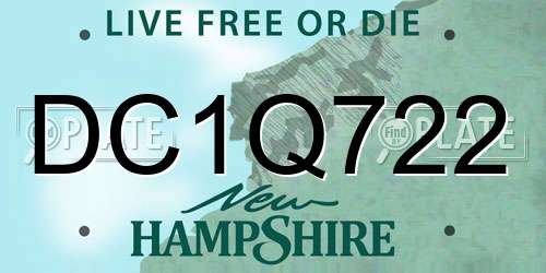 DC1Q722 New Hampshire License Plate