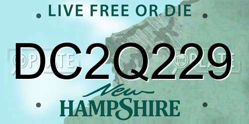 DC2Q229 New Hampshire License Plate
