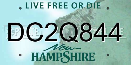 DC2Q844 New Hampshire License Plate
