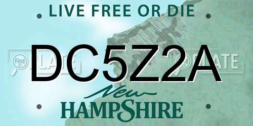 DC5Z2A New Hampshire License Plate