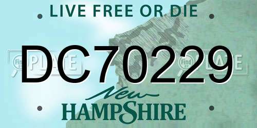 DC70229 New Hampshire License Plate