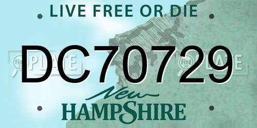 DC70729 New Hampshire License Plate