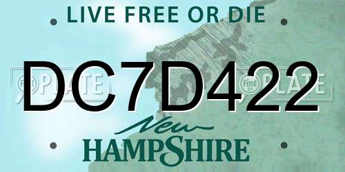 DC7D422 New Hampshire License Plate