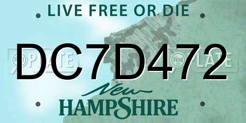 DC7D472 New Hampshire License Plate