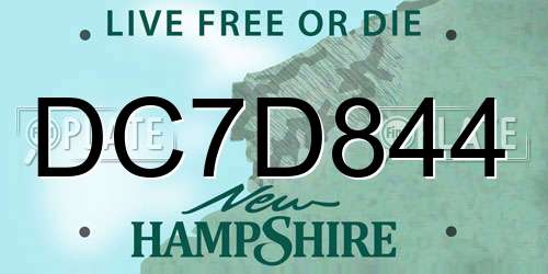 DC7D844 New Hampshire License Plate