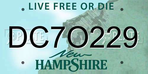 DC7O229 New Hampshire License Plate