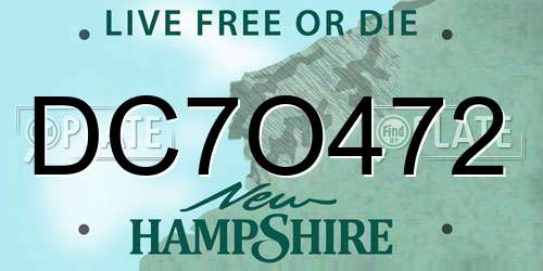 DC7O472 New Hampshire License Plate