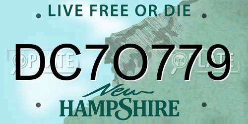 DC7O779 New Hampshire License Plate