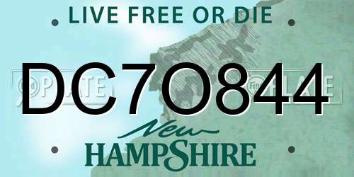 DC7O844 New Hampshire License Plate