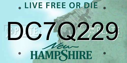 DC7Q229 New Hampshire License Plate