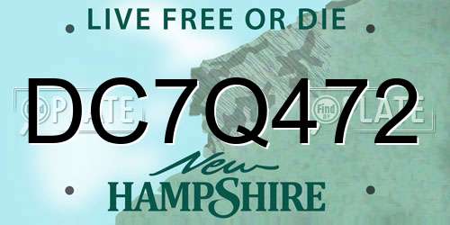DC7Q472 New Hampshire License Plate