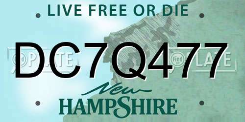 DC7Q477 New Hampshire License Plate