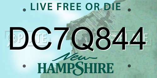 DC7Q844 New Hampshire License Plate