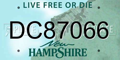 DC87066 New Hampshire License Plate