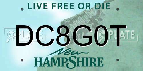 DC8G0T New Hampshire License Plate