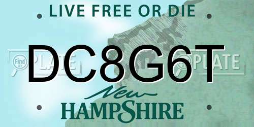 DC8G6T New Hampshire License Plate