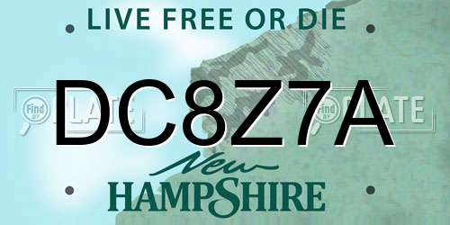 DC8Z7A New Hampshire License Plate
