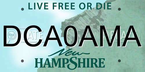 DCA0AMA New Hampshire License Plate
