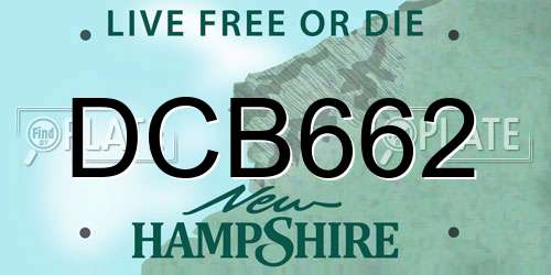 DCB662 New Hampshire License Plate