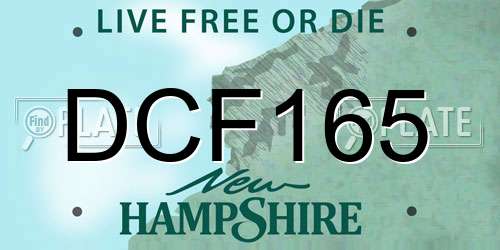 DCF165 New Hampshire License Plate