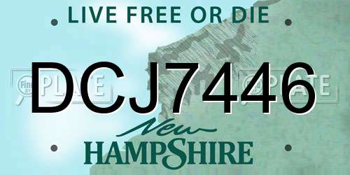 DCJ7446 New Hampshire License Plate