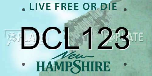 DCL123 New Hampshire License Plate