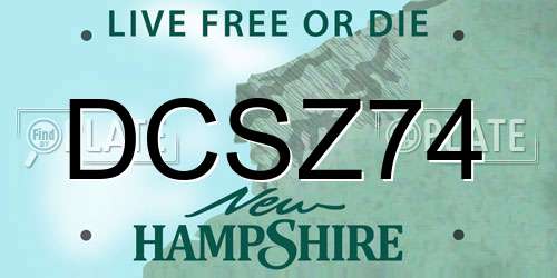 DCSZ74 New Hampshire License Plate