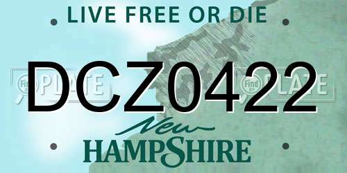 DCZ0422 New Hampshire License Plate