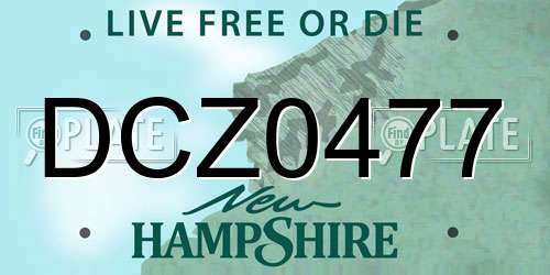 DCZ0477 New Hampshire License Plate