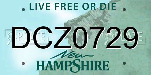 DCZ0729 New Hampshire License Plate